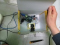 We confined the fluxel device, the arduino control and the webcam in a box.