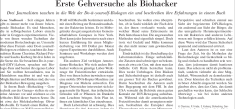 Article on “Erste Gehversuche als Biohacker”, NZZ
