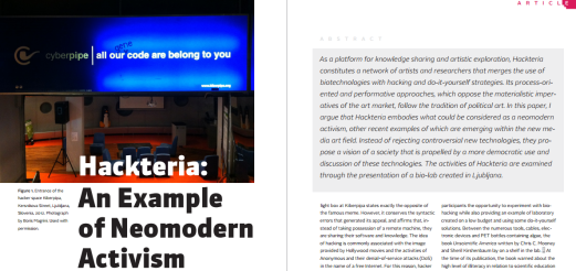“Hackteria: An Example of Neomodern Activism”, Boris Magrini, 2014 – LEA,